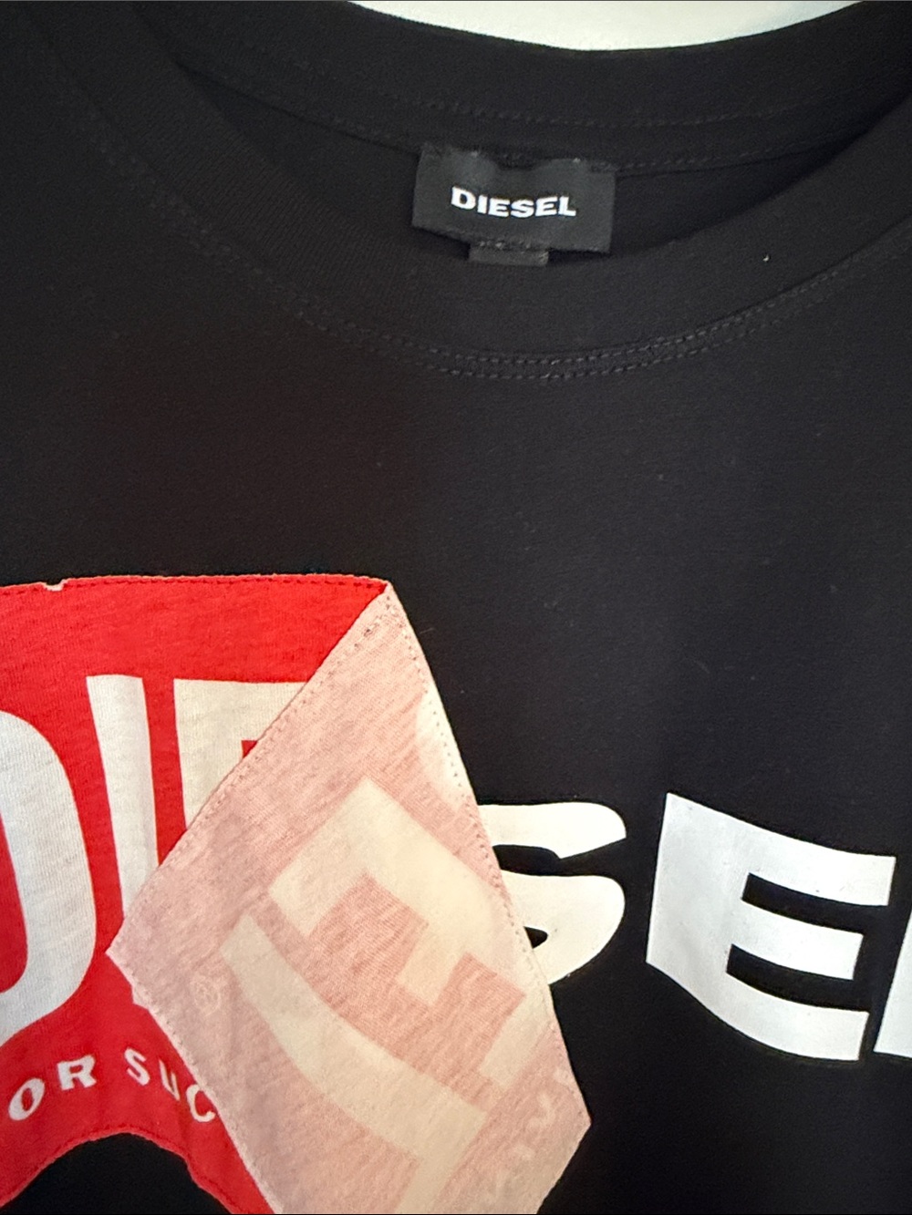 Diesel Black Short-Sleeve Logo Tee with Red & White Graphic - Picture 3 of 4